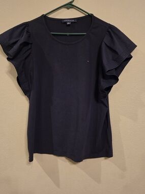Tommy Hilfiger Navy Short-Sleeve Ruffle Tee